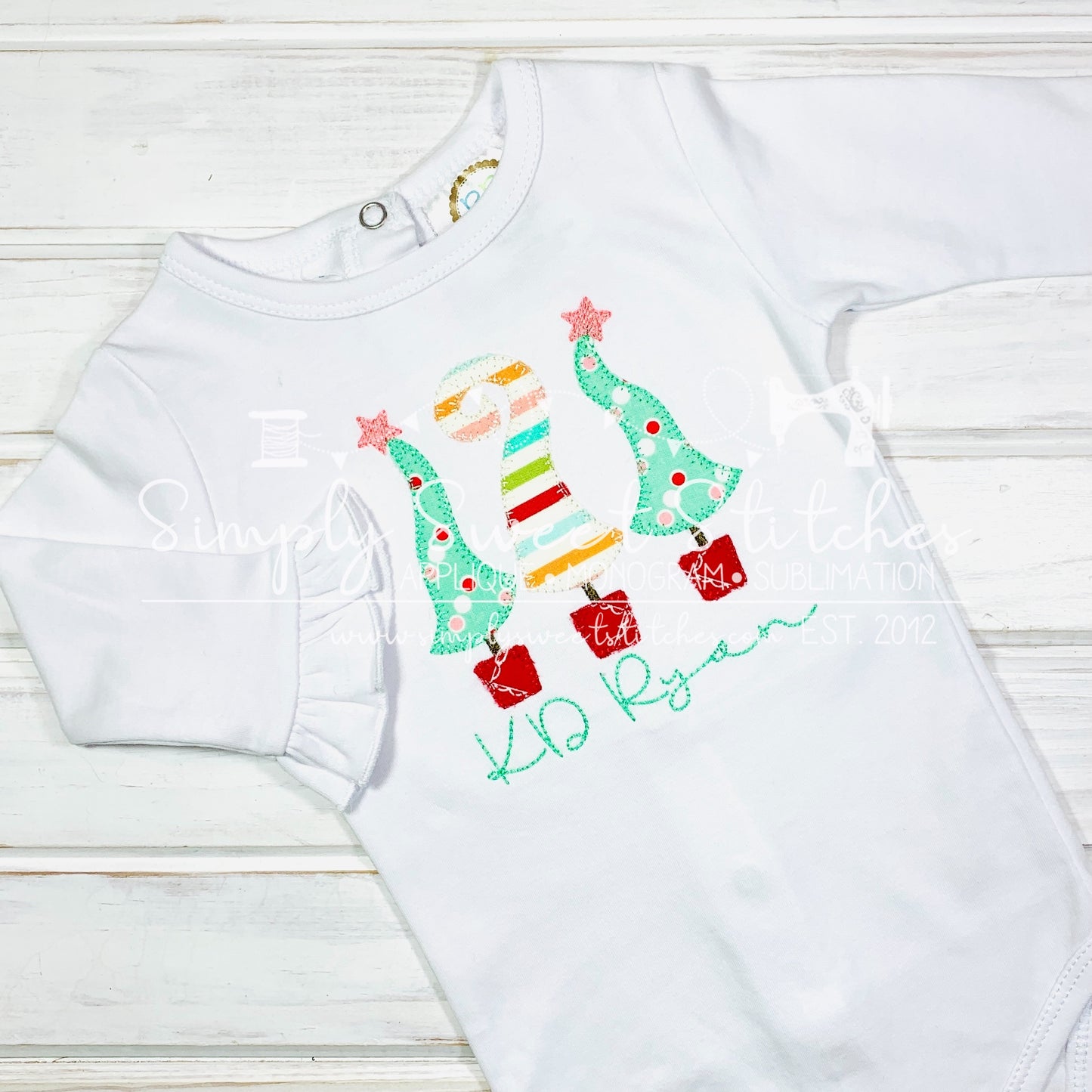 1203 - WHIMSICAL CHRISTMAS TREES - APPLIQUE CHILD SHIRT