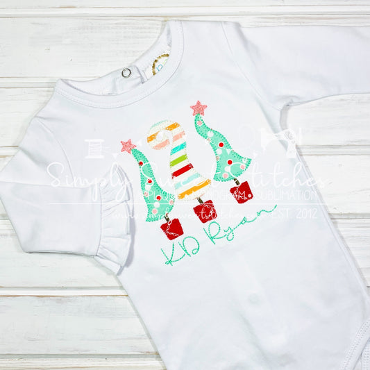 1203 - WHIMSICAL CHRISTMAS TREES - APPLIQUE CHILD SHIRT