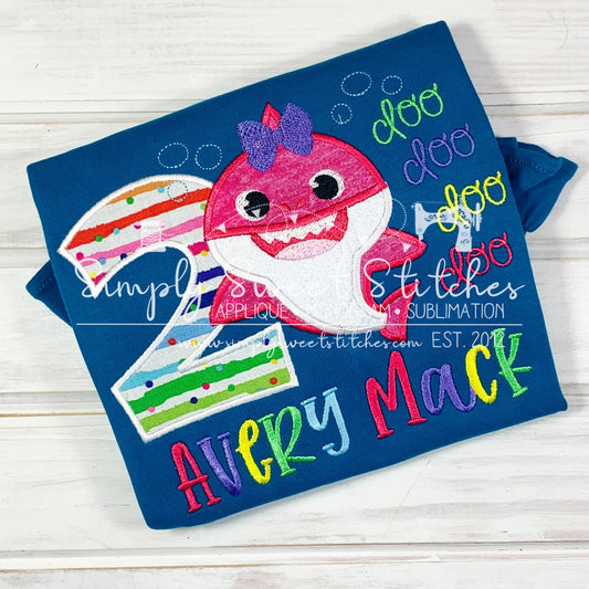 1975 - BABY SHARK BIRTHDAY NUMBER - APPLIQUE CHILD SHIRT