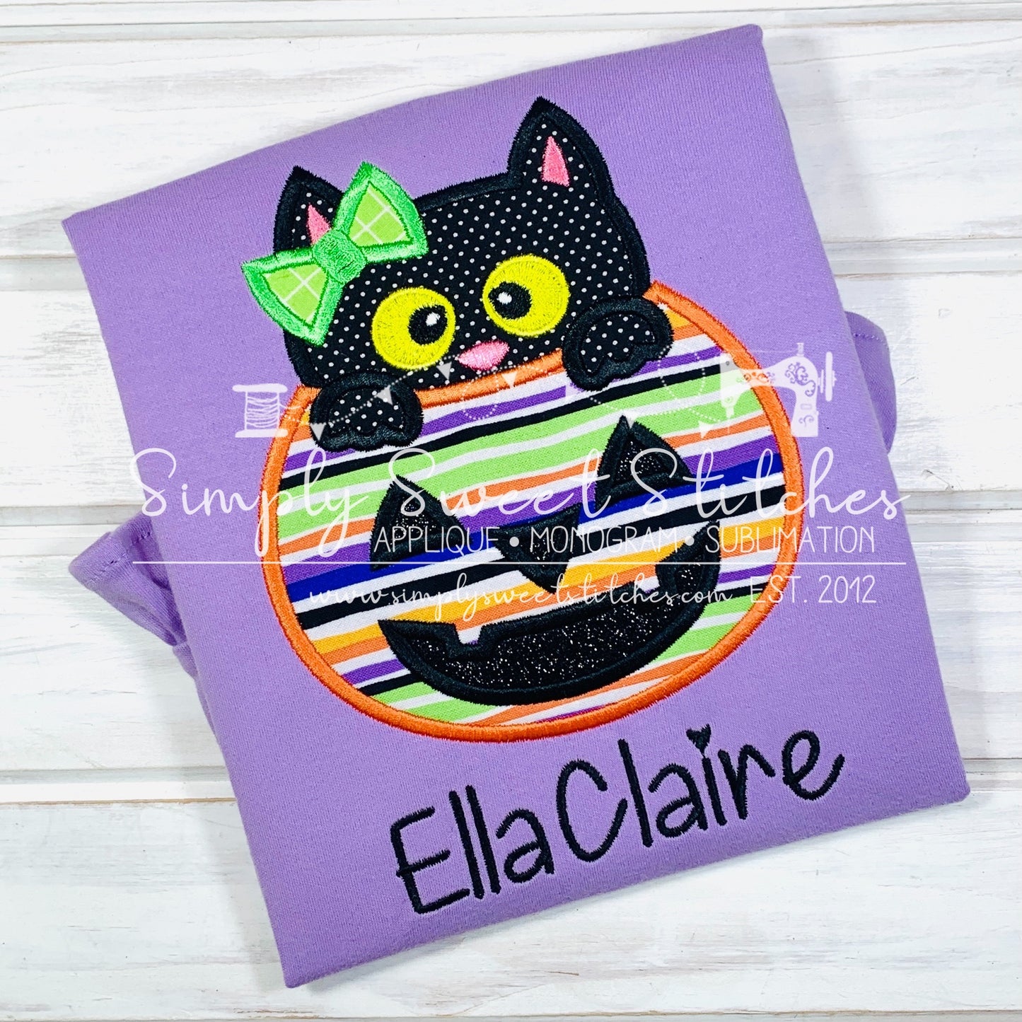 1813 - KITTY CAT PUMPKIN SALE - APPLIQUE CHILD SHIRT