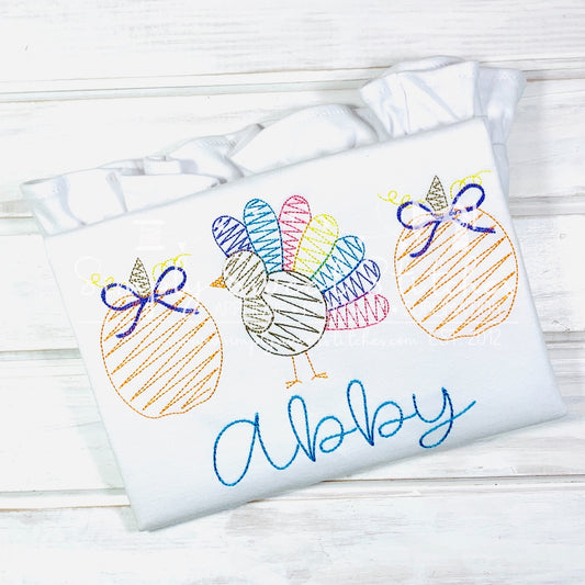 2133 - TURKEY PUMPKIN GIRL - SKETCH CHILD SHIRT