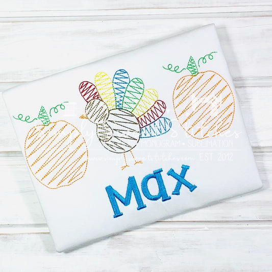 2132 - TURKEY PUMPKIN BOY - SKETCH CHILD SHIRT