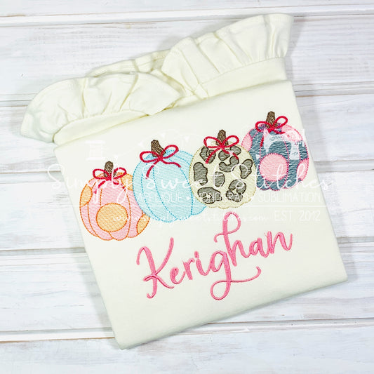 2127 - PUMPKIN LINE CHEETAH WITH BOW - SKETCH CHILD SHIRT