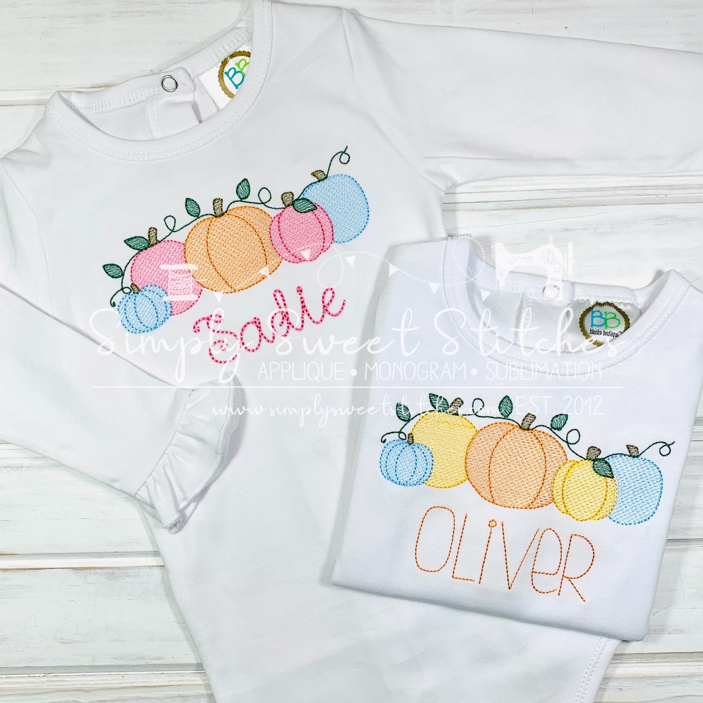 2135 - BOY PUMPKIN PATCH ON A VINE - SKETCH CHILD SHIRT