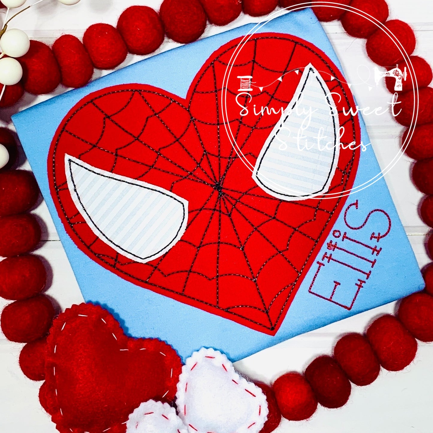 2229 - SPIDERMAN HEART FACE - APPLIQUE CHILD SHIRT