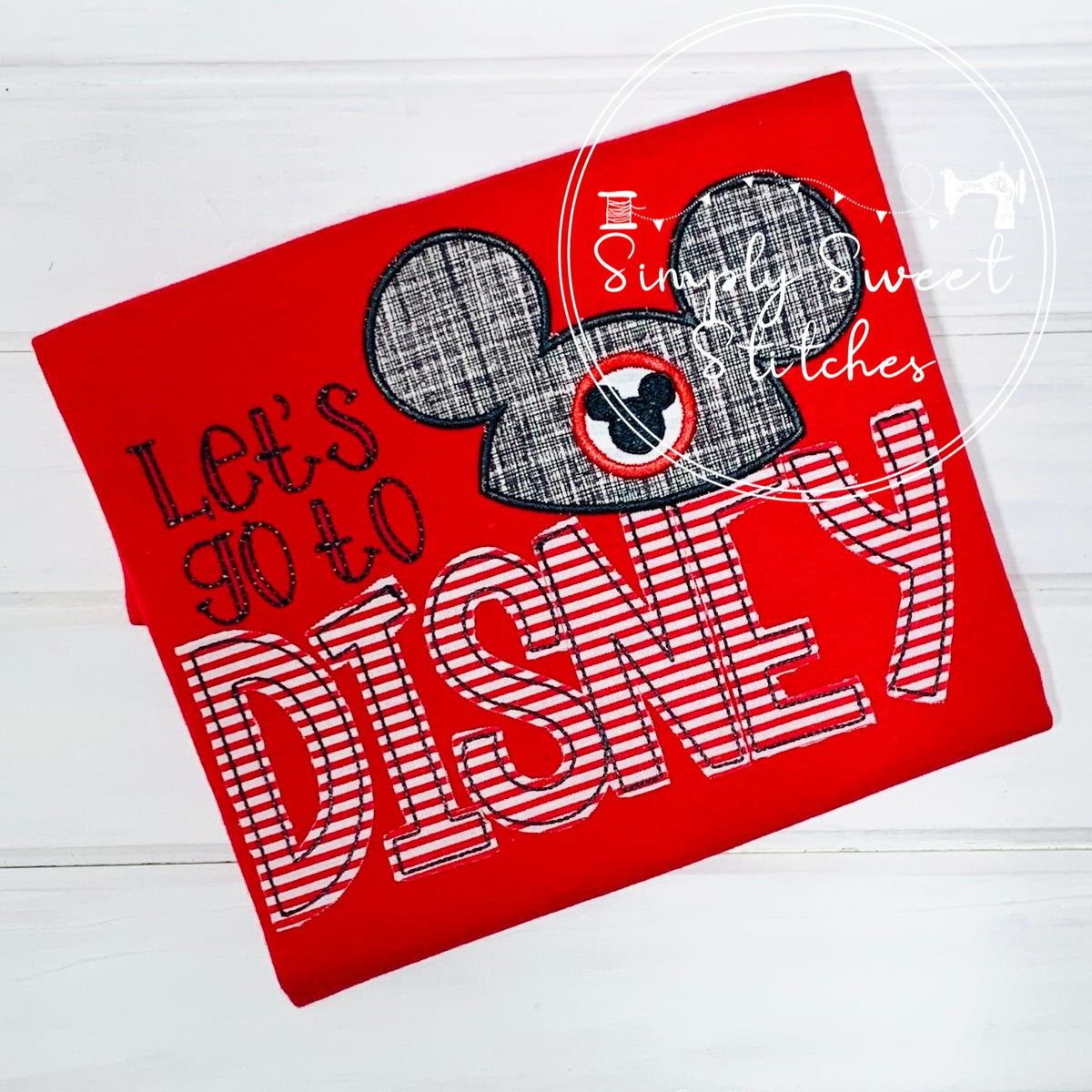 2074 - LET'S GO TO DISNEY - APPLIQUE CHILD SHIRT