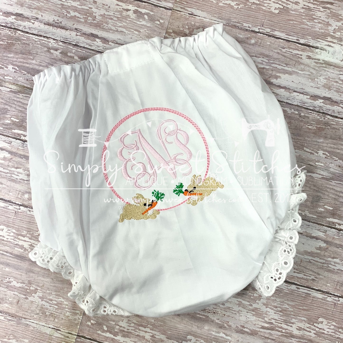 1645 - EASTER BUNNY - EMBROIDERY DIAPER COVER