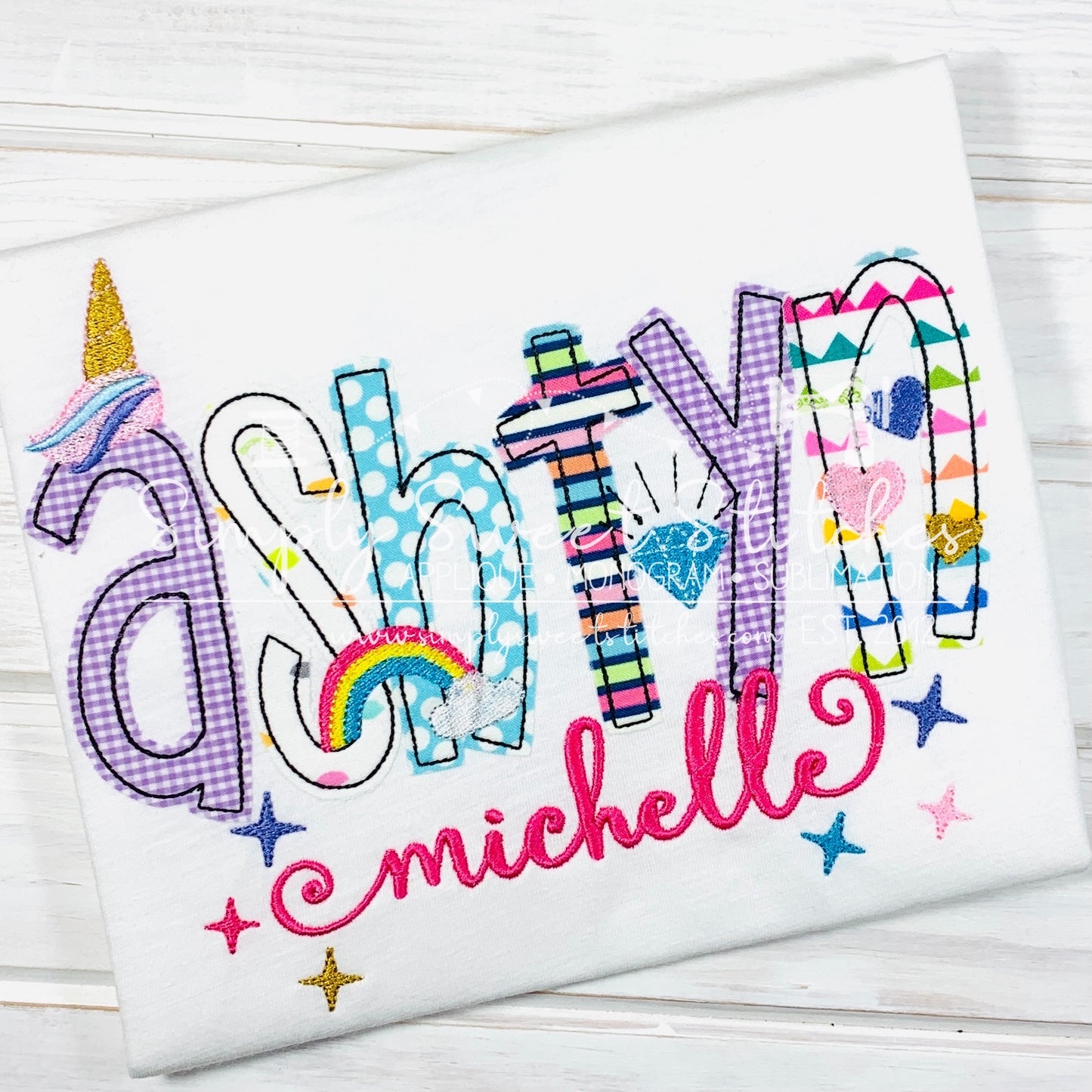 3098 - UNICORN NAME APPLIQUE - CHILD SHIRT