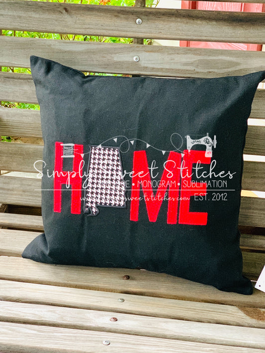 2066 - ALABAMA HOME APPLIQUE THROW PILLOW 18 IN x 18 IN - PILLOWCASE