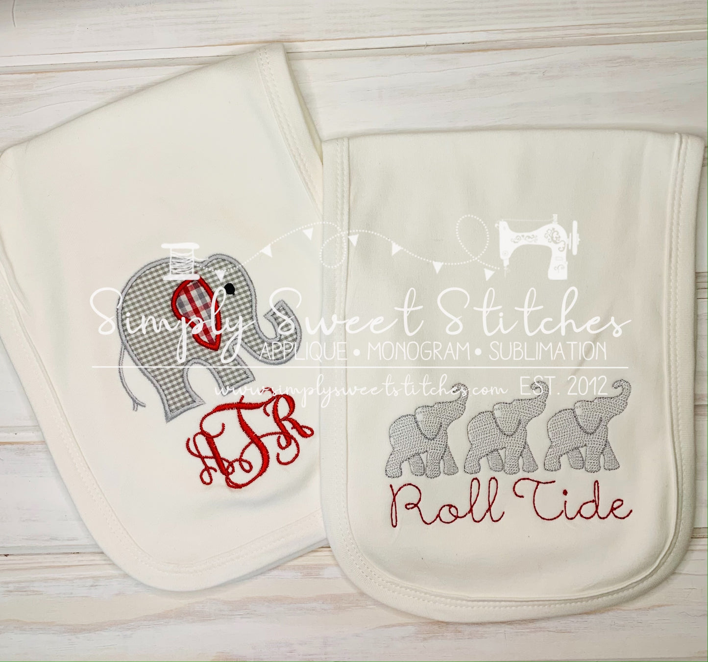 1116 - ELEPHANT - APPLIQUE BURP CLOTH