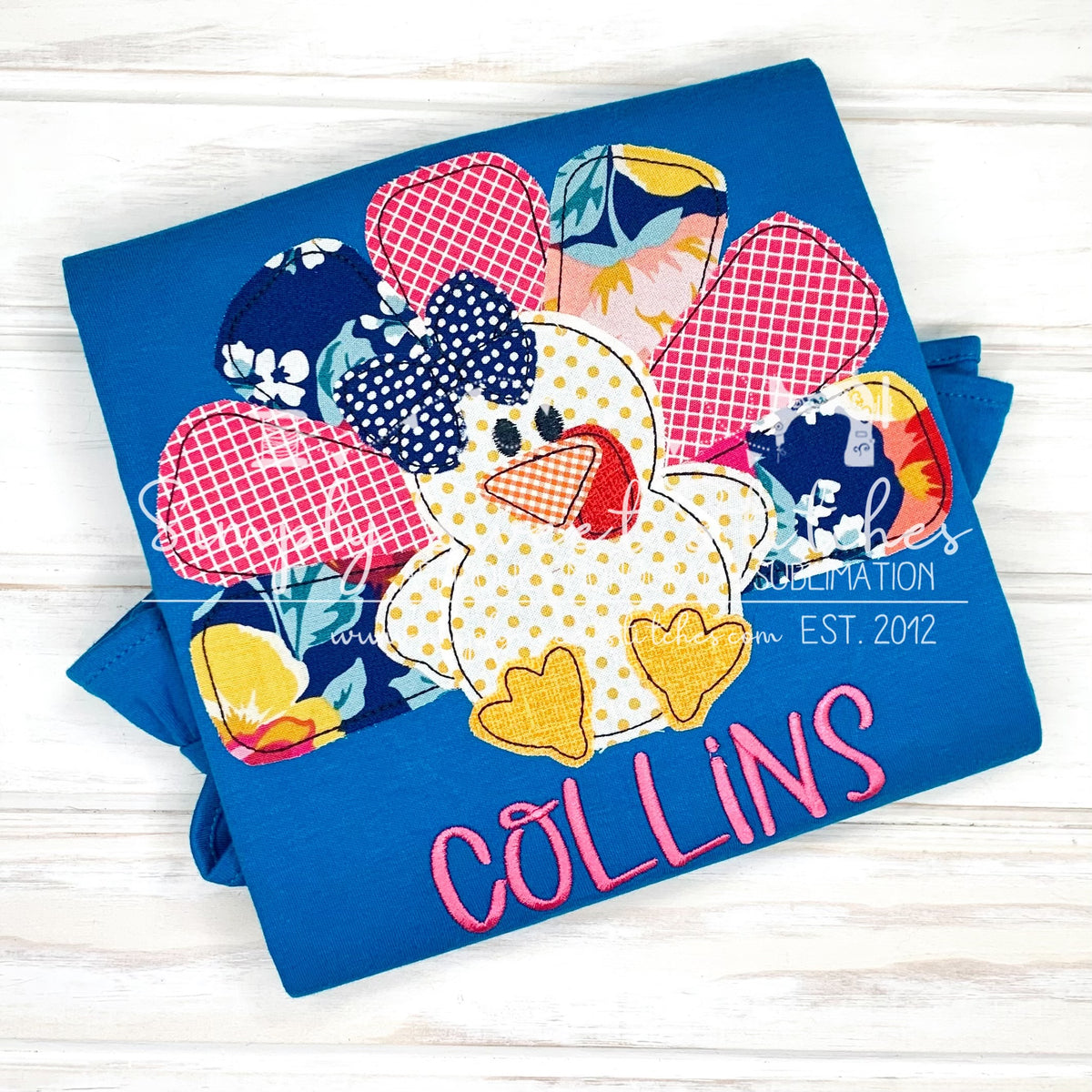 1479 - GIRL TURKEY WITH BOW - APPLIQUE CHILD SHIRT