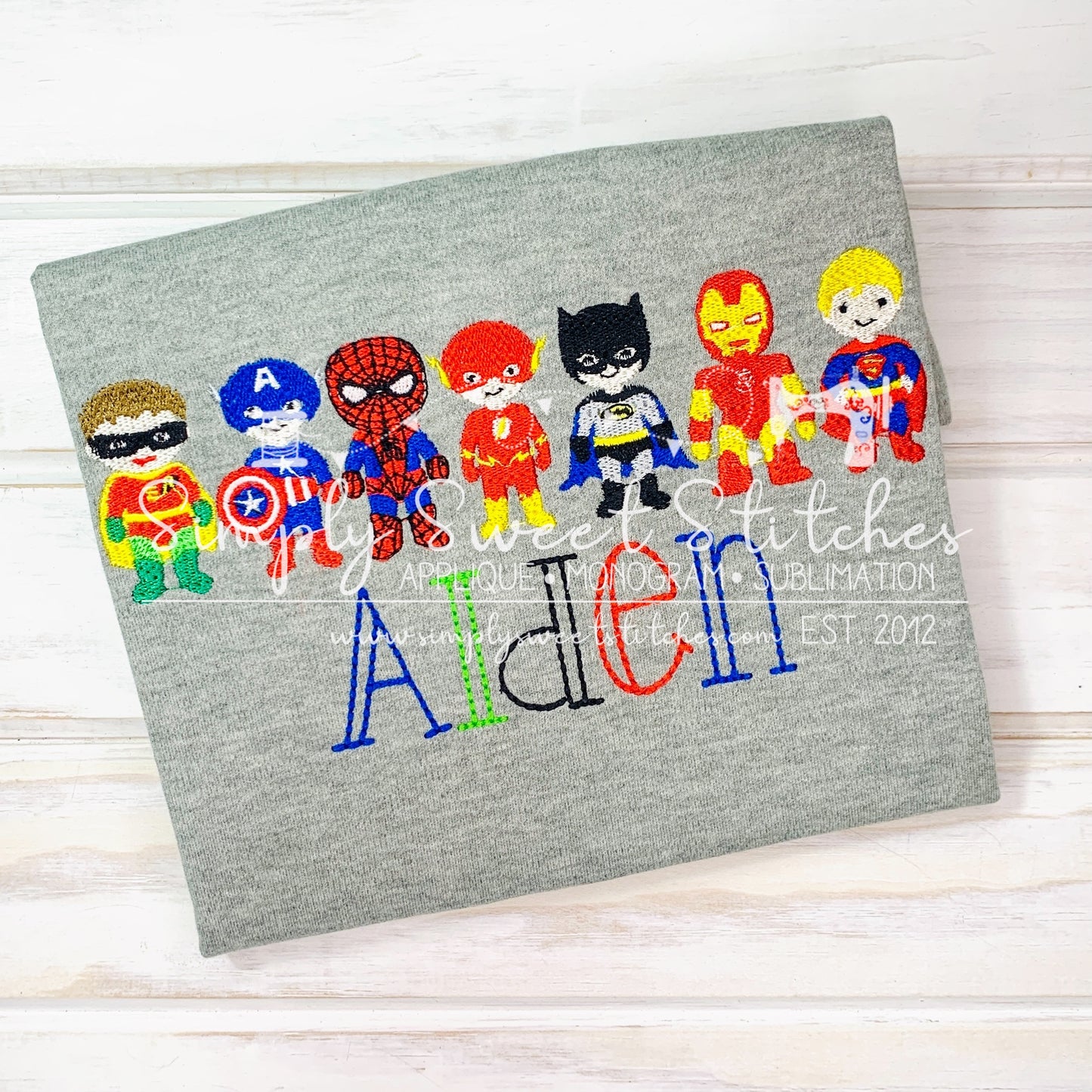 1663 - SUPERHERO LINEUP - SKETCH CHILD SHIRT