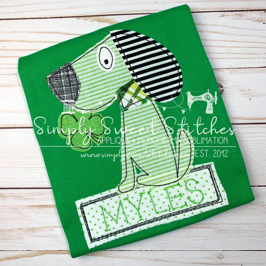 1486 - PUPPY WITH CLOVER - APPLIQUE CHILD SHIRT