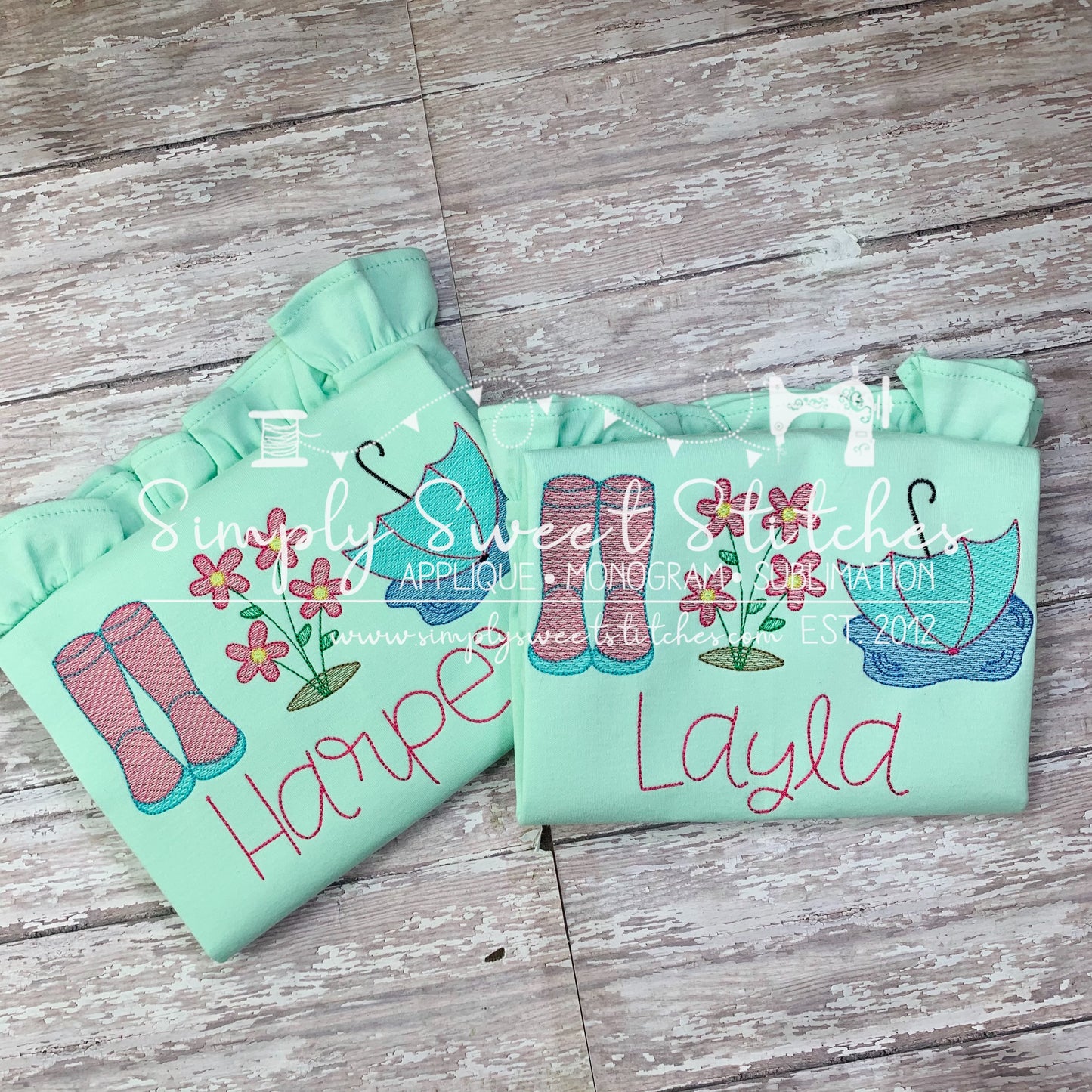 1570 - APRIL SHOWERS MAY FLOWERS - APPLIQUE CHILD SHIRT