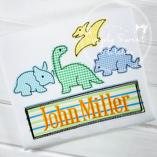 1648 - DINOSAUR TRIO - APPLIQUE CHILD SHIRT