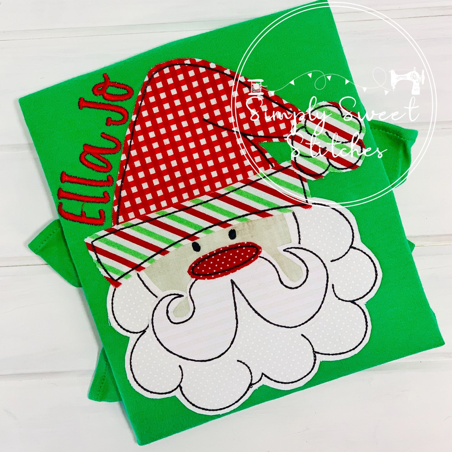 2194 - VINTAGE HAPPY SANTA - APPLIQUE CHILD SHIRT