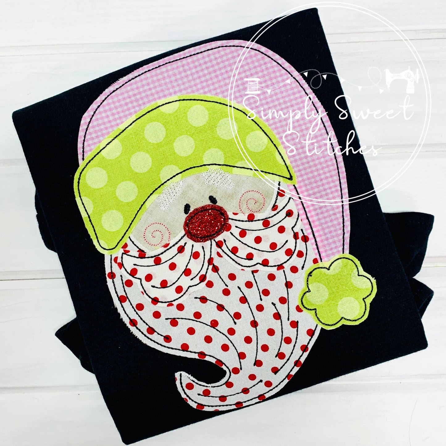 2192 - VINTAGE SLEEPY SANTA - APPLIQUE CHILD SHIRT
