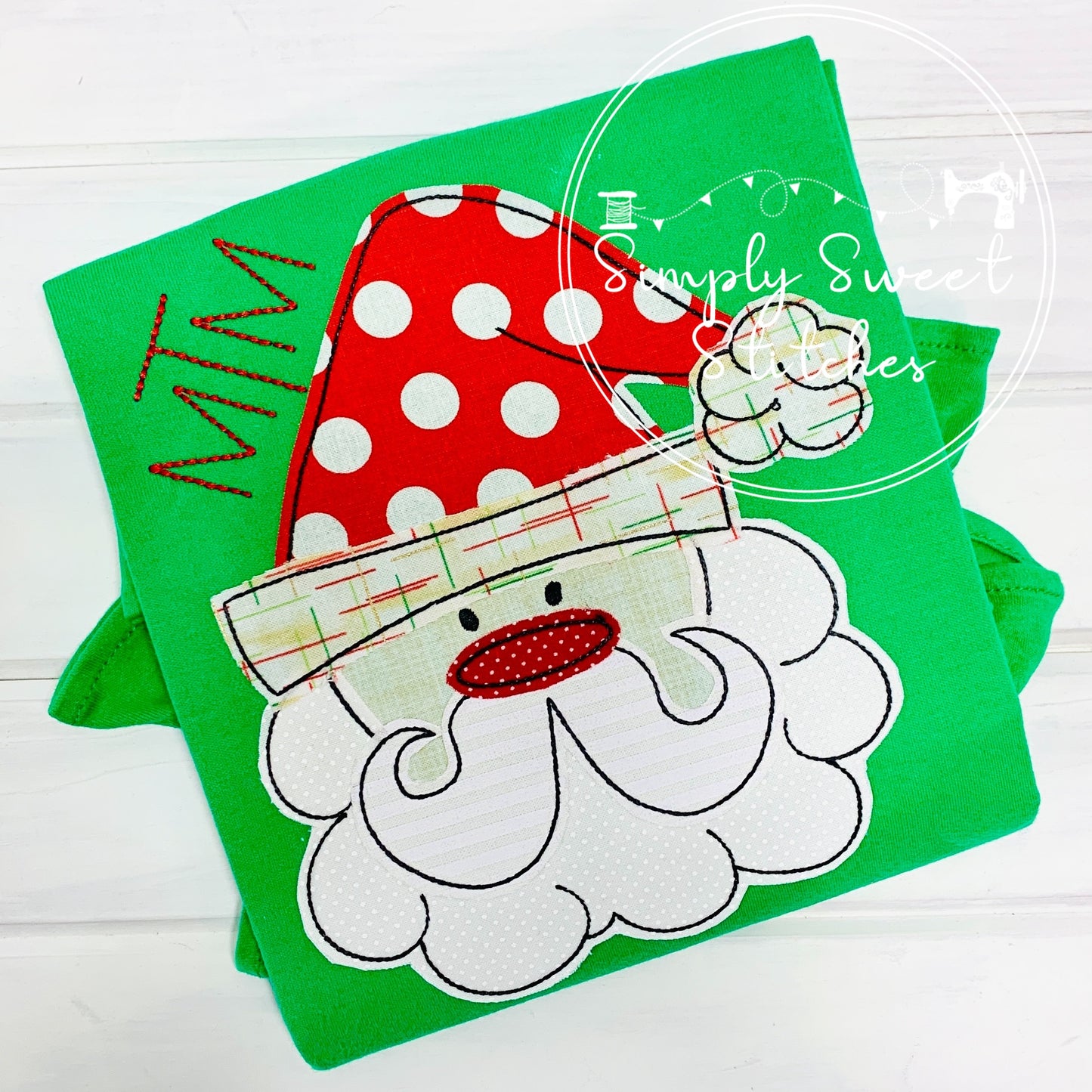 2194 - VINTAGE HAPPY SANTA - APPLIQUE CHILD SHIRT