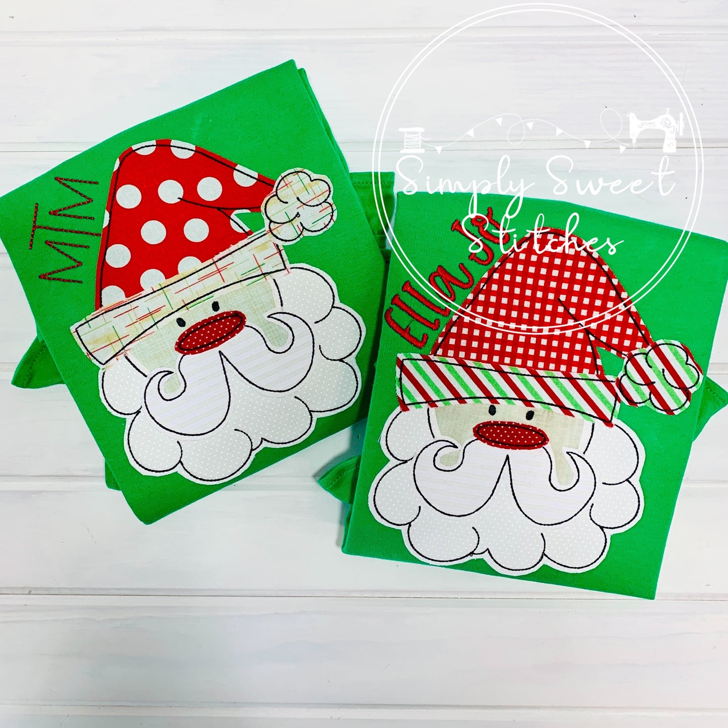 2194 - VINTAGE HAPPY SANTA - APPLIQUE CHILD SHIRT