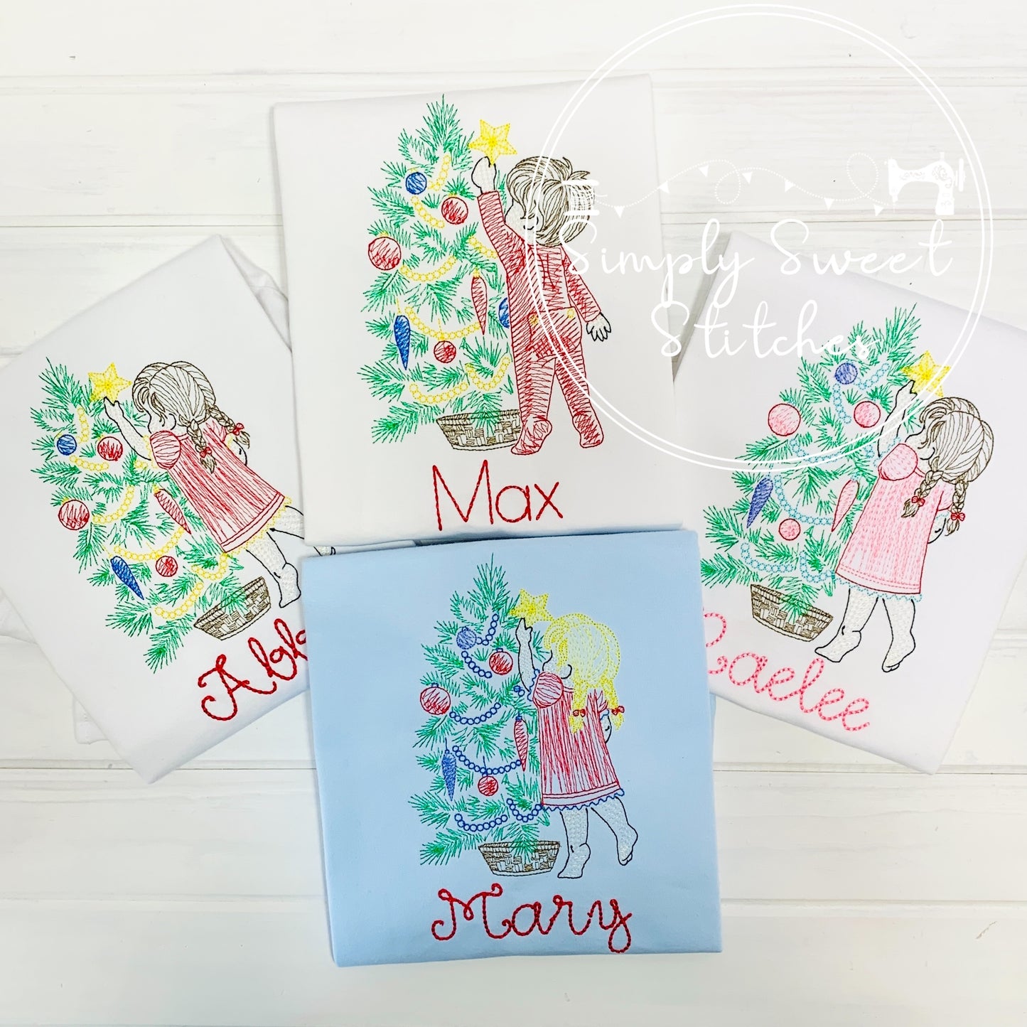 1217 - GIRL PUTTING STAR ON TREE - SKETCH CHILD SHIRT