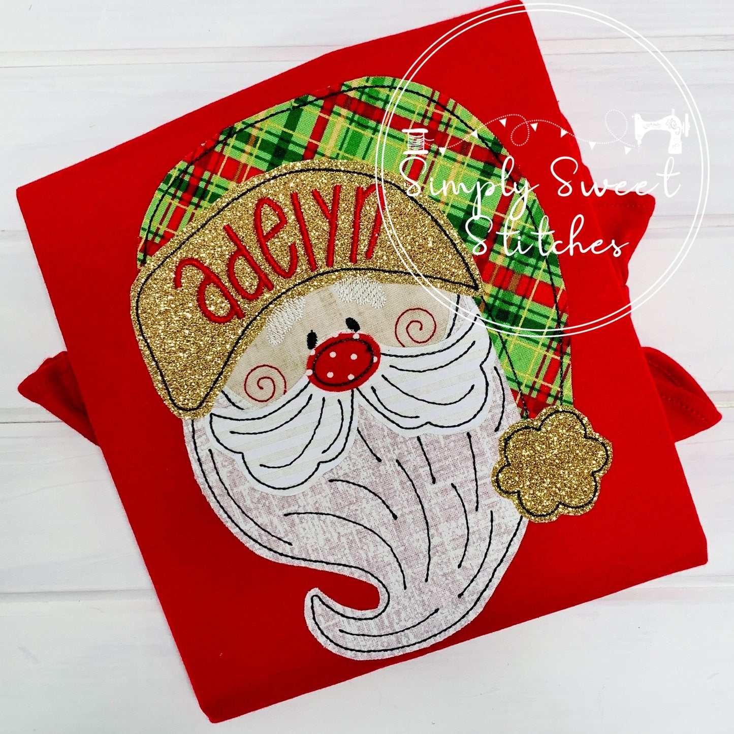 2192 - VINTAGE SLEEPY SANTA - APPLIQUE CHILD SHIRT