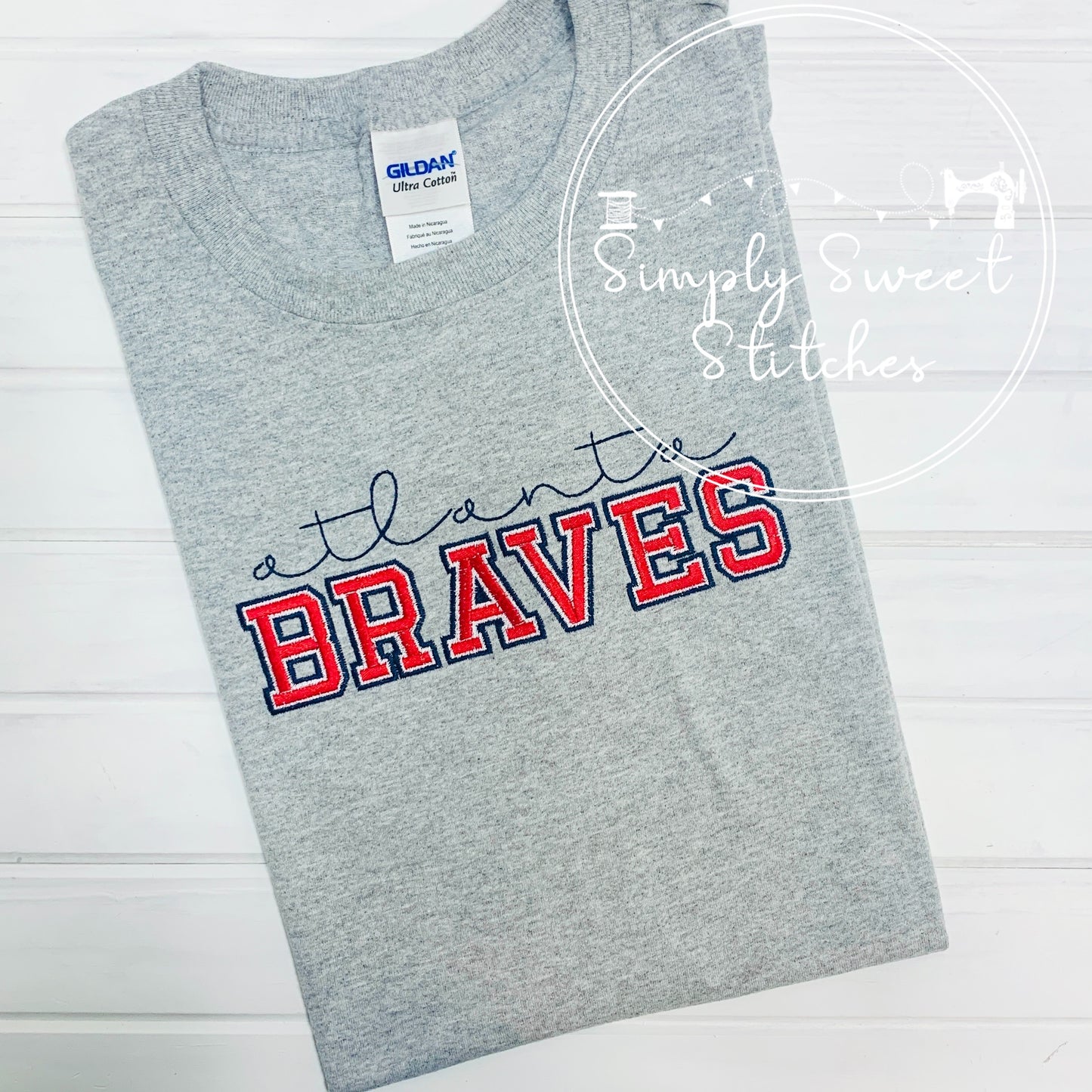 2198 - ATLANTA BRAVES - EMBROIDERY ADULT SHIRT