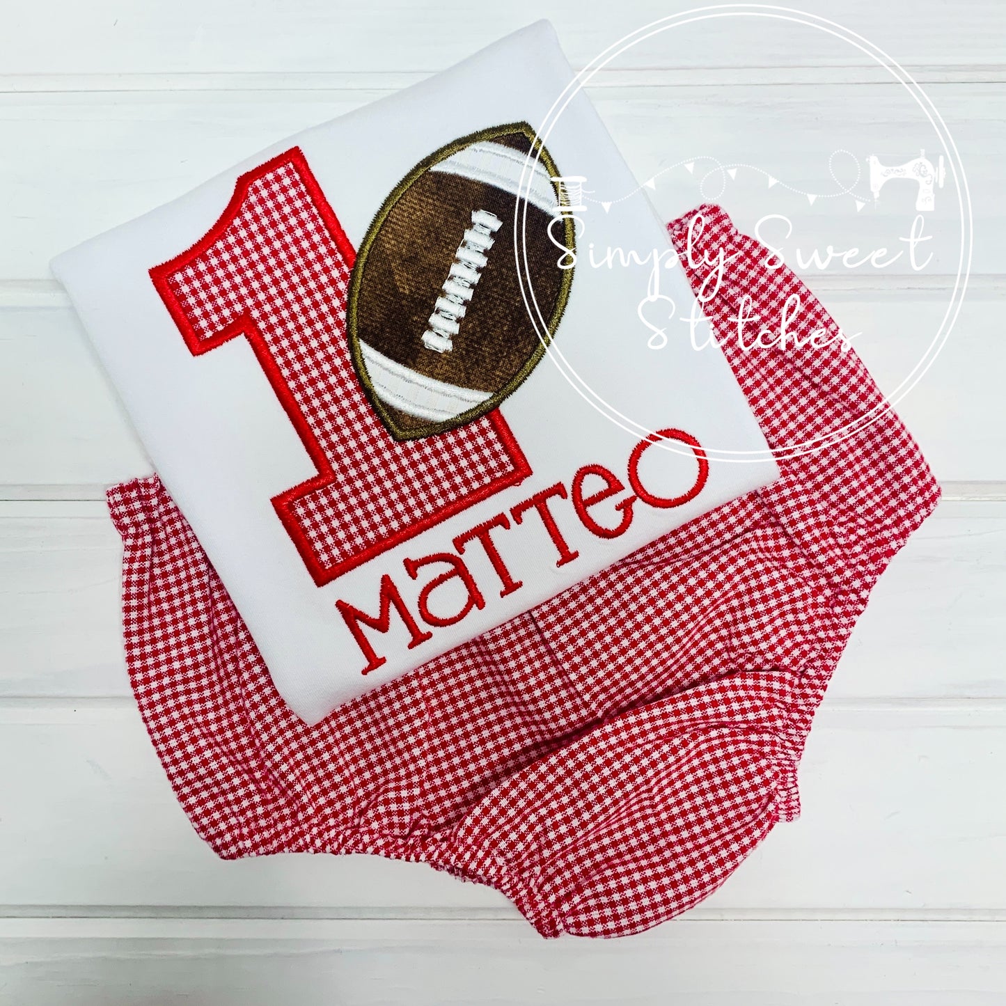 1231 - FOOTBALL BIRTHDAY NUMBER - APPLIQUE CHILD SHIRT