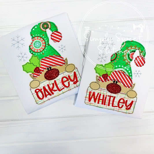 1878 - CHRISTMAS ELF - APPLIQUE CHILD SHIRT
