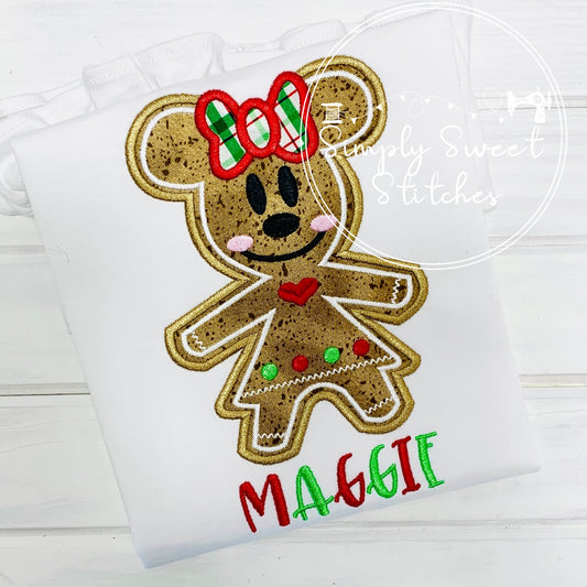 2212 - DISNEY CHRISTMAS GINGERBREAD GIRL - APPLIQUE CHILD SHIRT