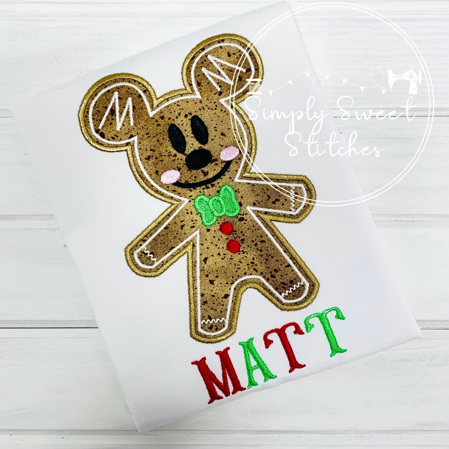 2211 - DISNEY CHRISTMAS GINGERBREAD BOY - APPLIQUE CHILD SHIRT