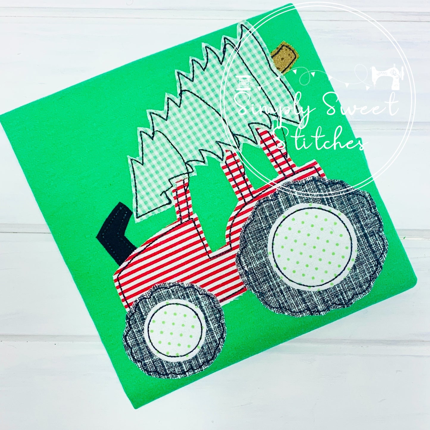 1876 - CHRISTMAS TRACTOR - APPLIQUE CHILD SHIRT