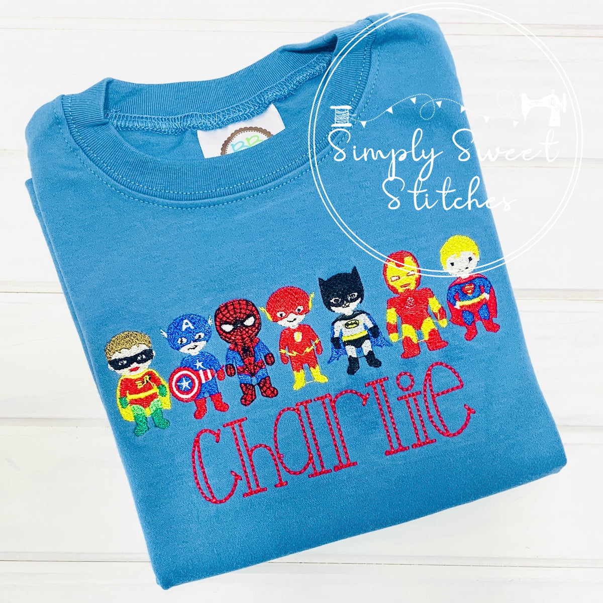 1663 - SUPERHERO LINEUP - SKETCH CHILD SHIRT