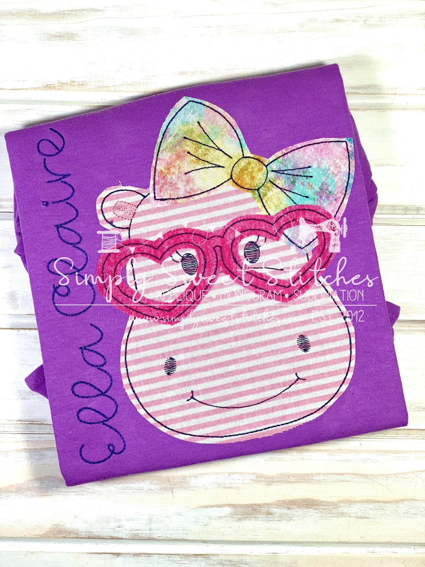 1266 - VALENTINES GIRL HIPPO - APPLIQUE CHILD SHIRT