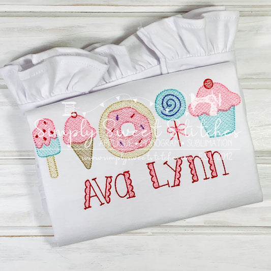 1763 - SWEET TREATS GIRL - SKETCH CHILD SHIRT