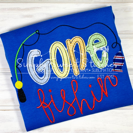 1746 - GONE FISHING - APPLIQUE CHILD SHIRT