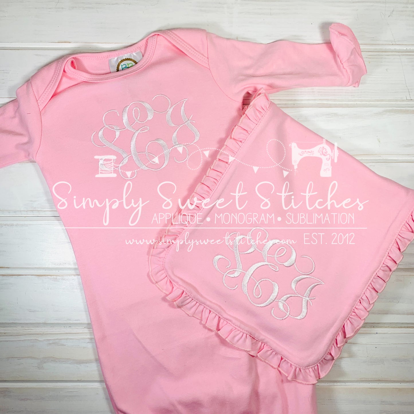 1396 - GIRL MONOGRAM - EMBROIDERY BABY GOWN
