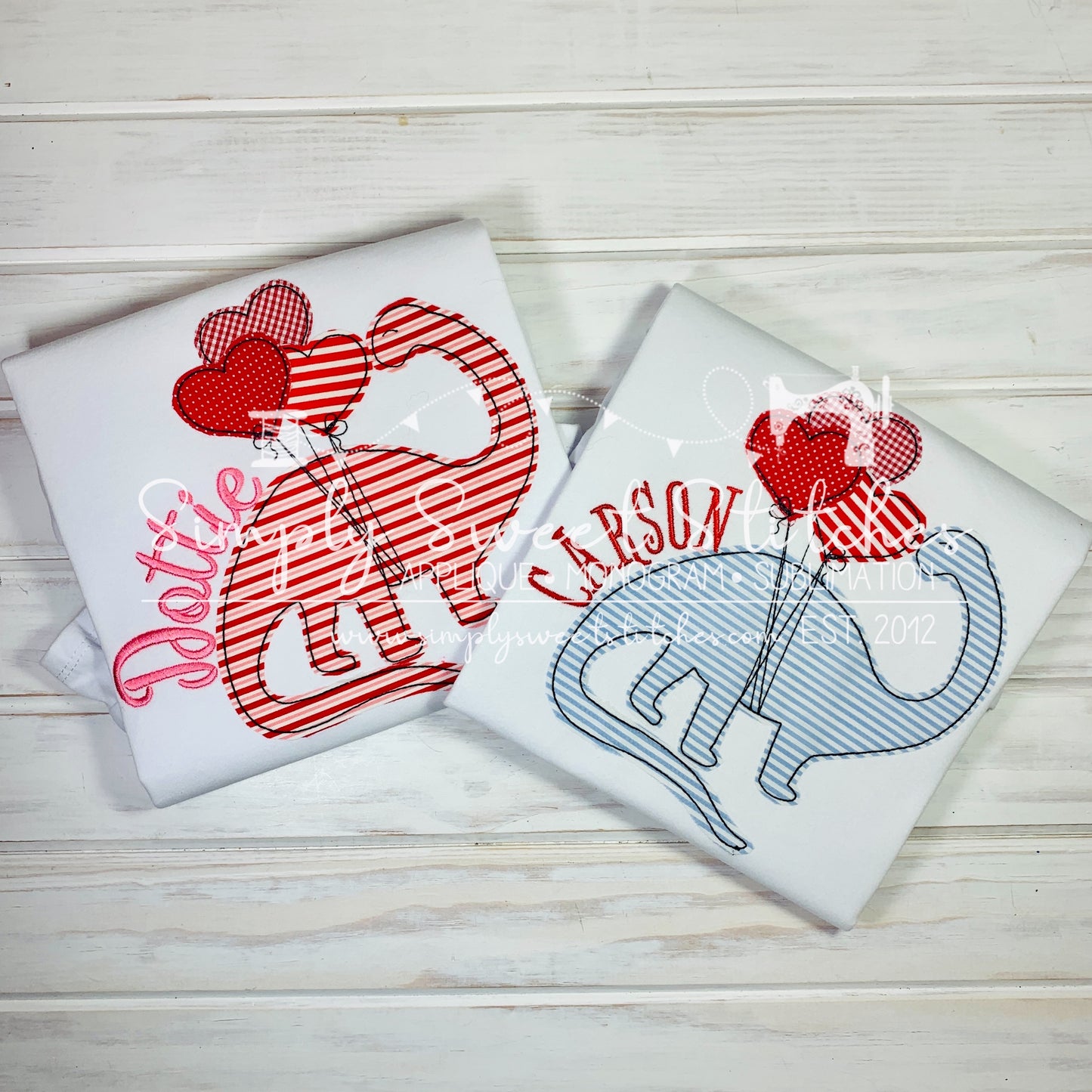 1485 - VALENTINE DINOSAUR - APPLIQUE CHILD SHIRT