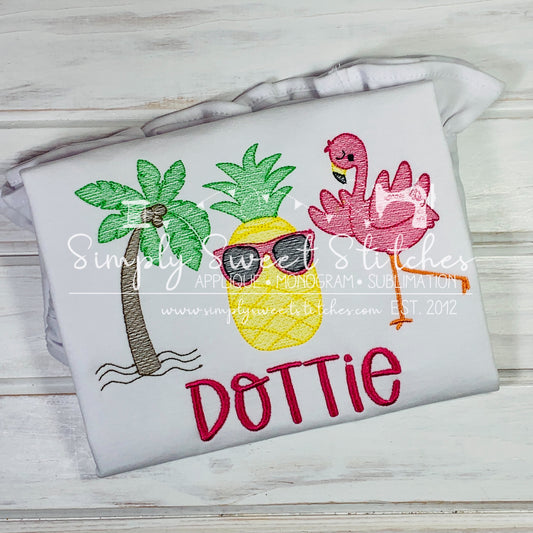 1625 - TROPICAL FLAMINGO - SKETCH CHILD SHIRT