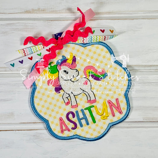 1974 - UNICORN SCALLOPED CIRCLE - BAG TAG