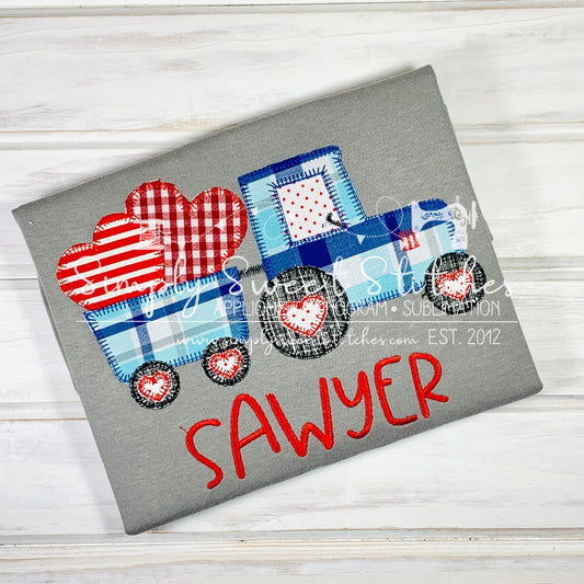 1274 - HEART TRAIN - APPLIQUE CHILD SHIRT