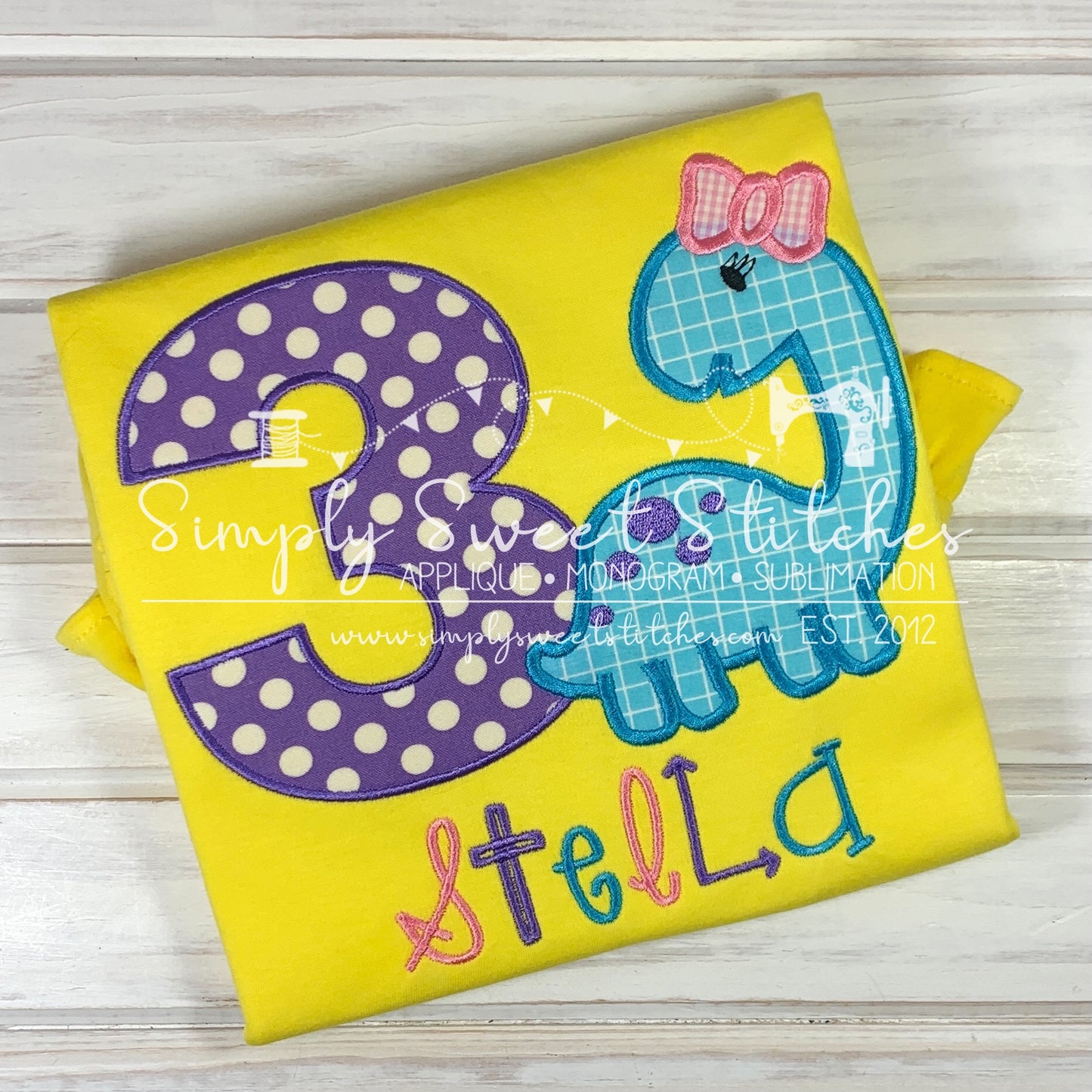 1973 - DINOSAUR BIRTHDAY NUMBER - APPLIQUE CHILD SHIRT