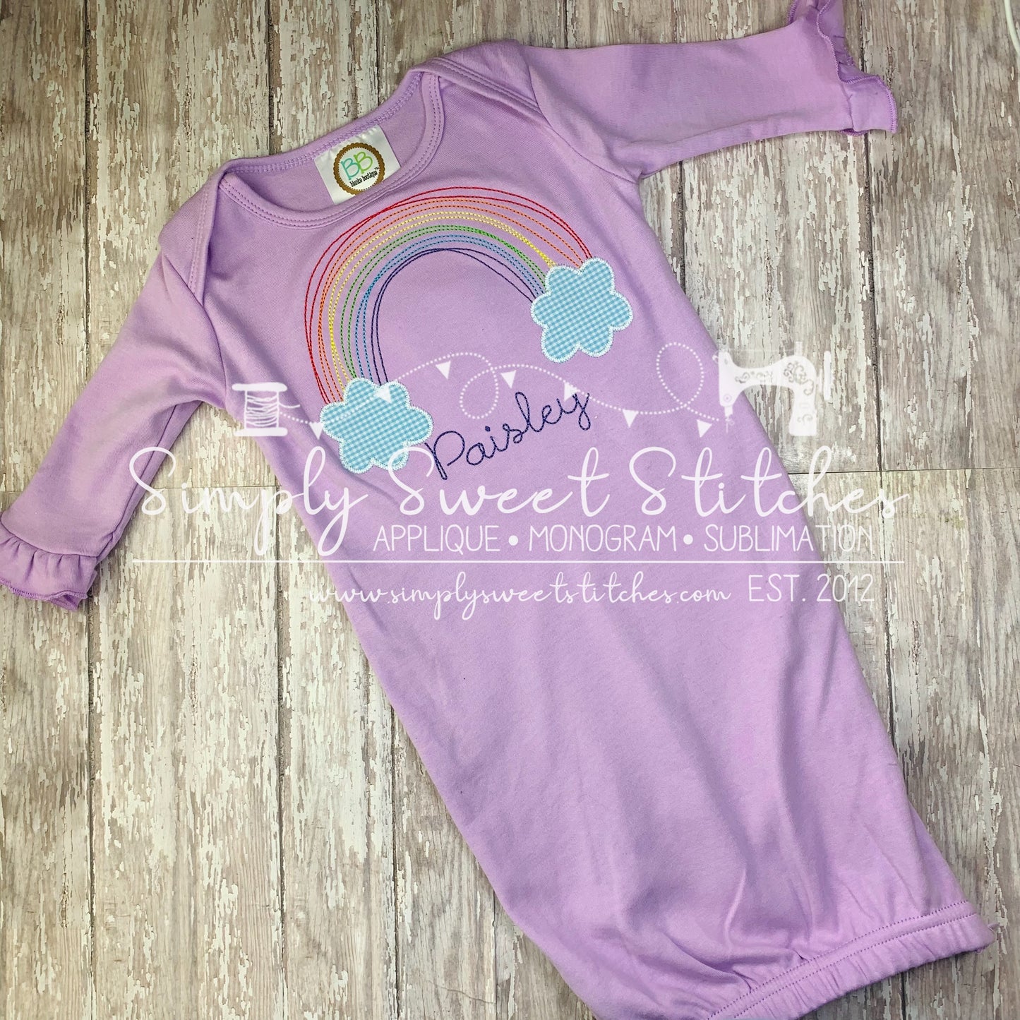 1339 - RAINBOW WITH CLOUDS - APPLIQUE CHILD SHIRT