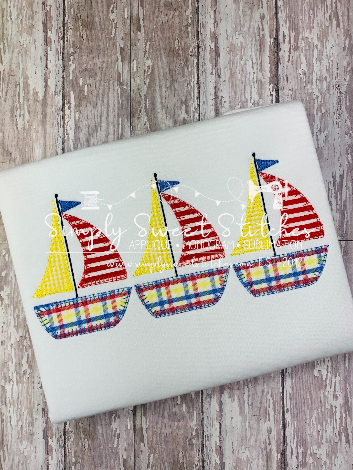 1349 - SAILBOAT TRIO - APPLIQUE CHILD SHIRT