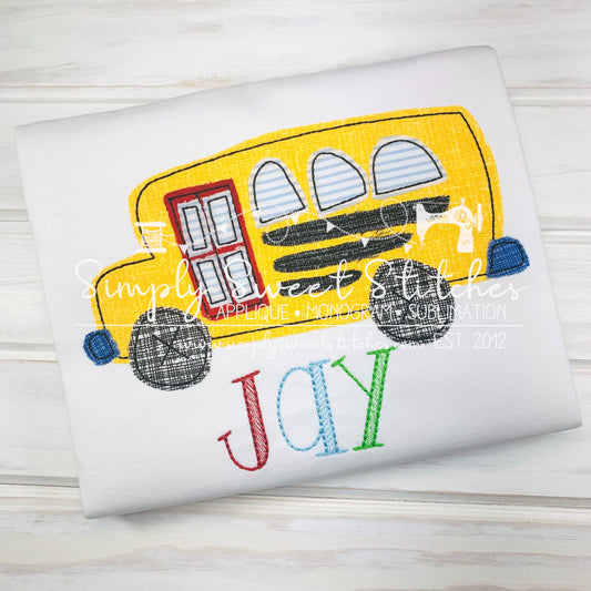 1718 - SCHOOL BUS - APPLIQUE CHILD SHIRT