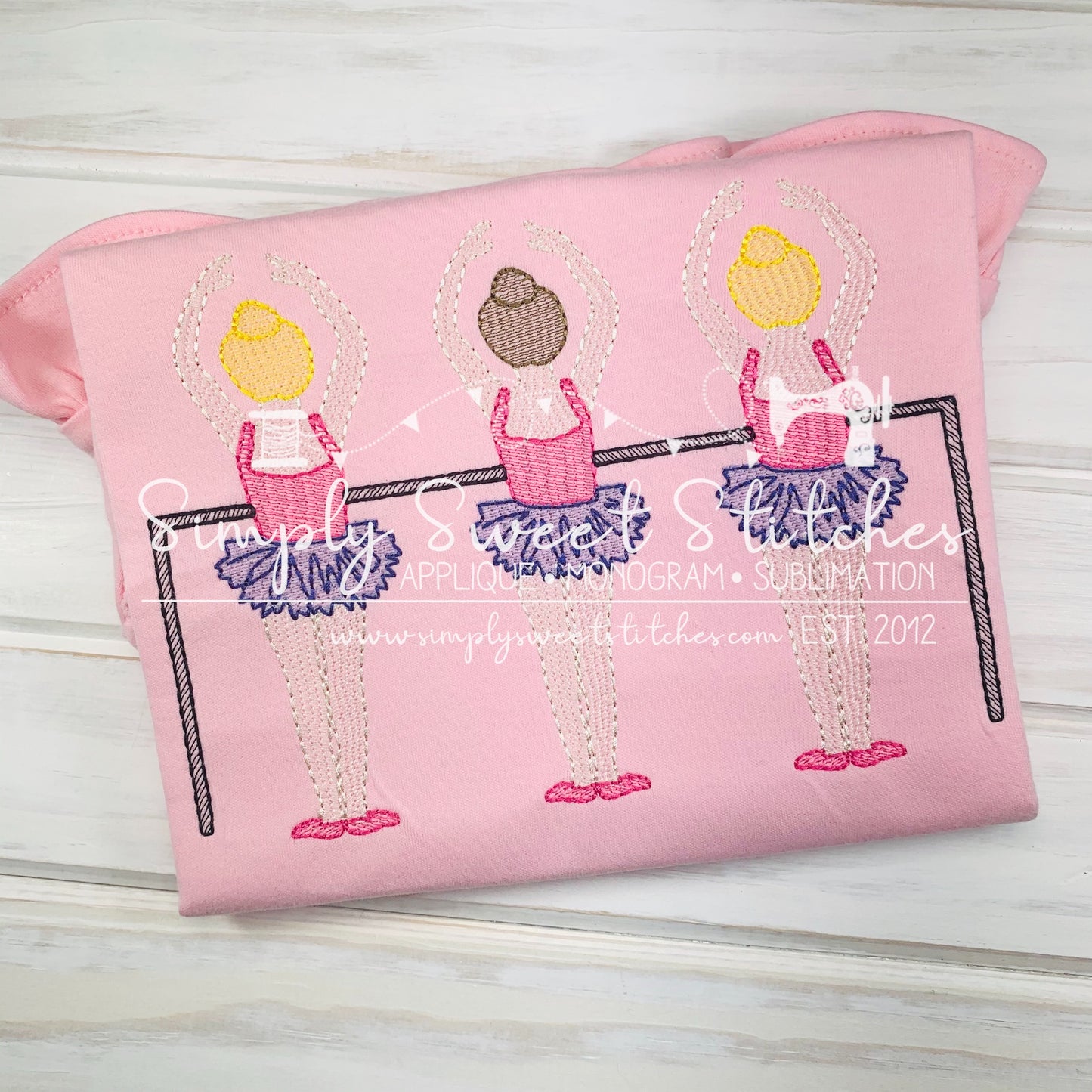 1555 - GIRLS DANCE BALLERINA TRIO - SKETCH CHILD SHIRT