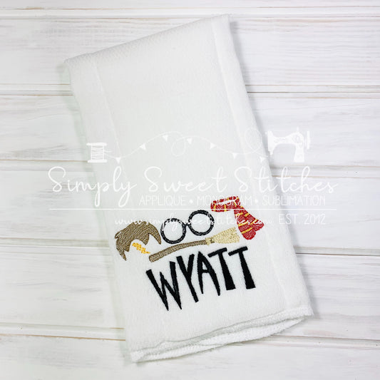 1837 - WIZARD BOY - EMBROIDERY BURP CLOTH