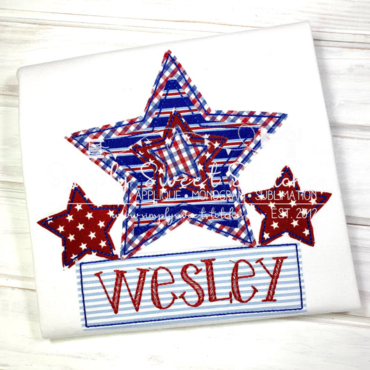 1723 - BOY STAR BANNER - APPLIQUE CHILD SHIRT