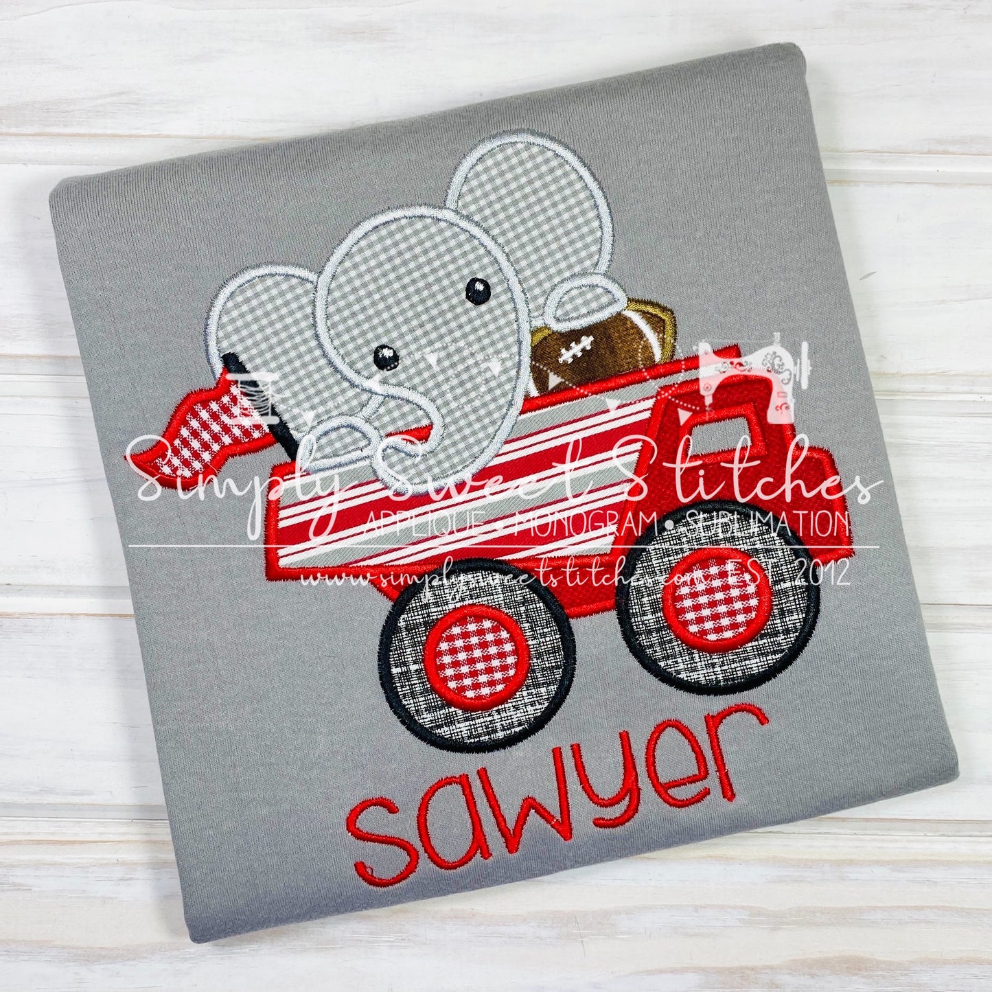 1483 - ELEPHANT DUMP TRUCK - APPLIQUE CHILD SHIRT