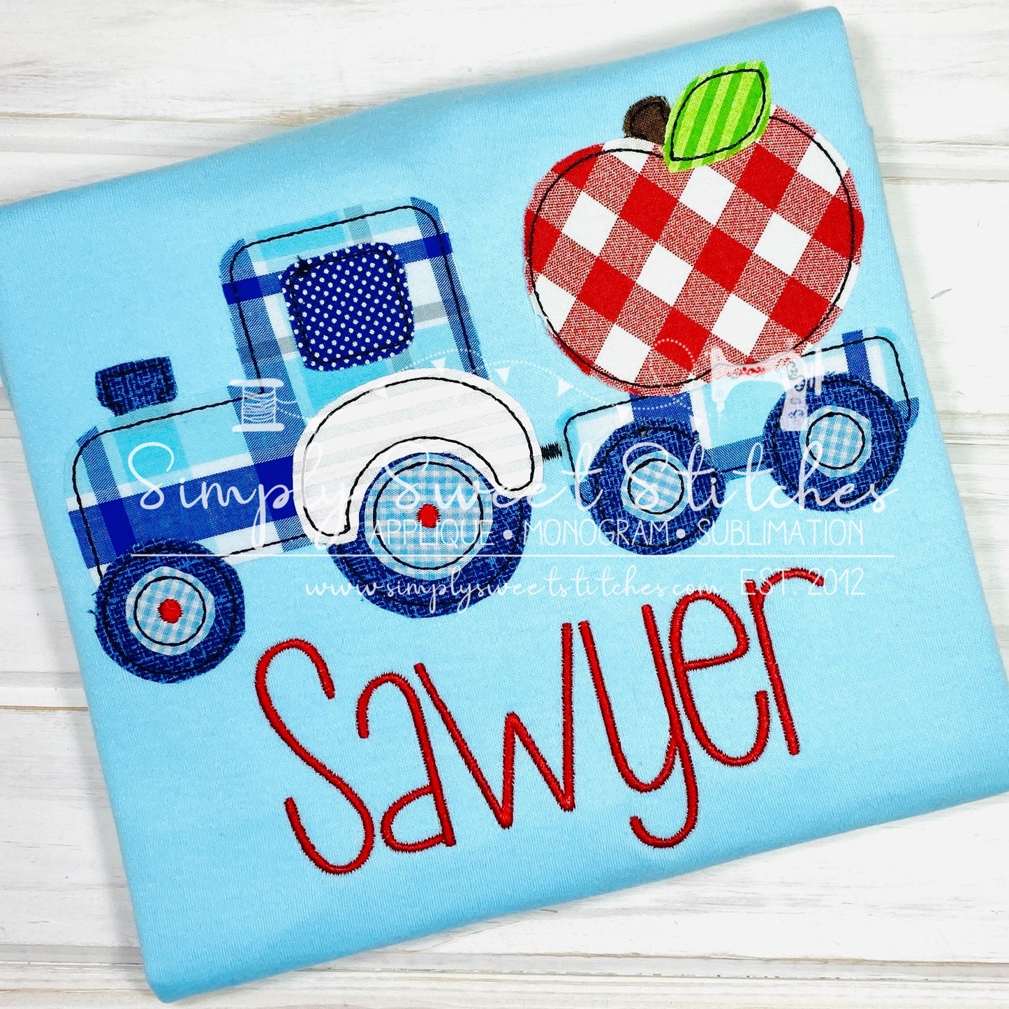 1745 - APPLE TRACTOR - APPLIQUE CHILD SHIRT