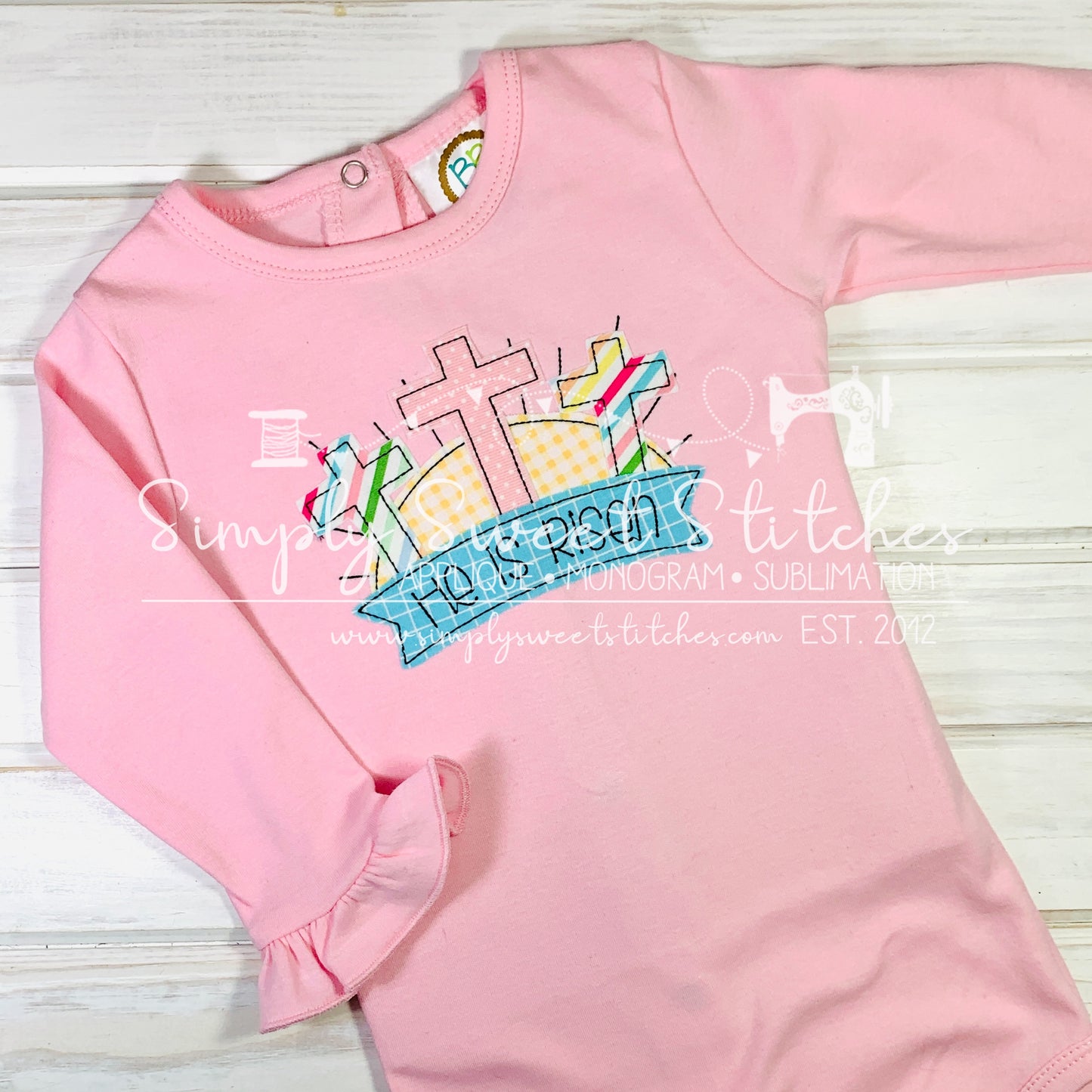 1537 - HE IS RISEN EASTER - APPLIQUE CHILD SHIRT